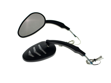 RSS BAI-M60-6373BLED Sleek Billet Directional Mirrors w/LED Indicators Black