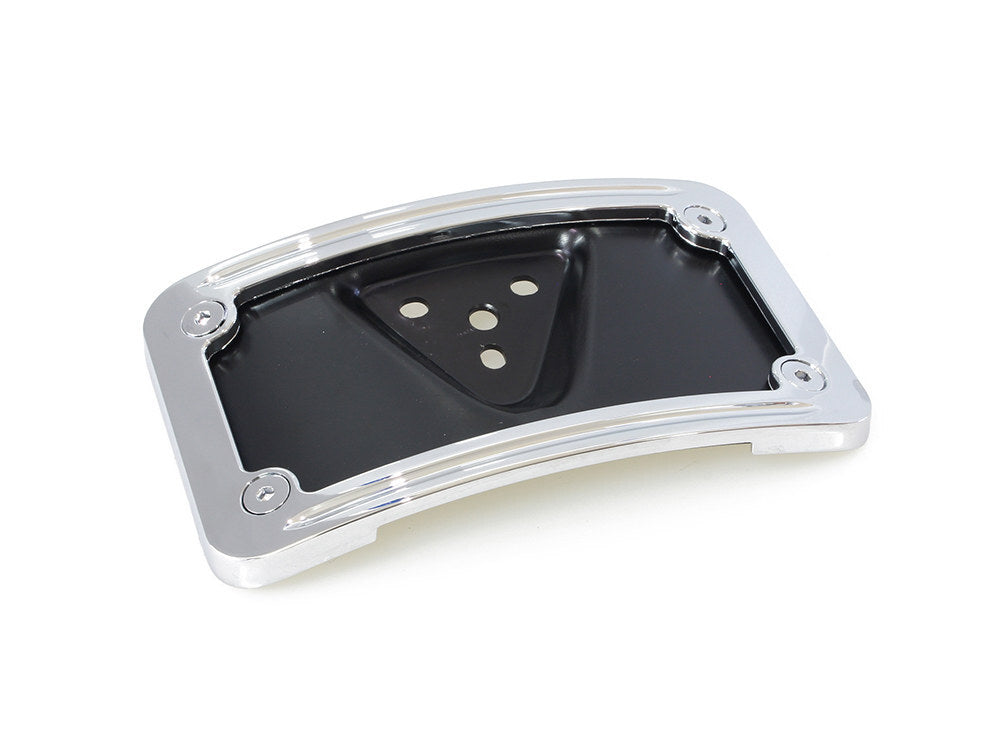 RSS BAI-P28-6807 Laydown Curved Number Plate Frame Chrome w/Mount