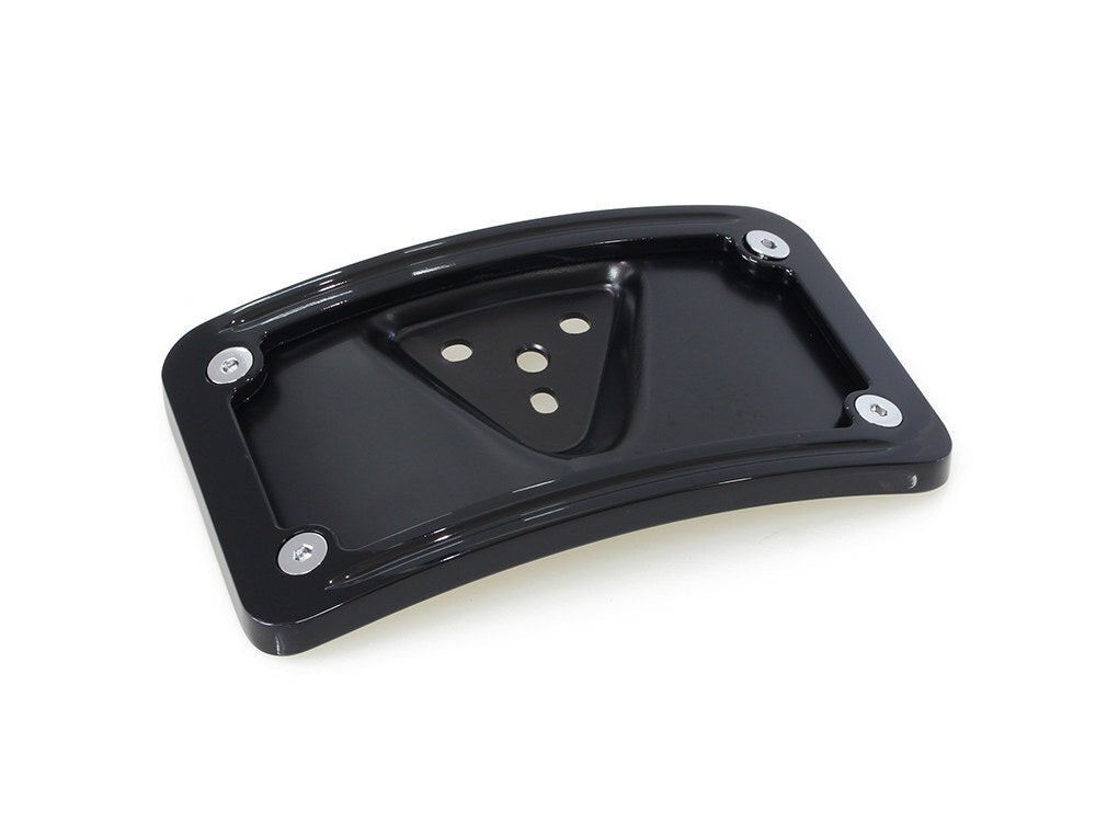 RSS BAI-P28-6807GB Laydown Curved Number Plate Frame Gloss Black w/Mount