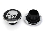 RSS BAI-T03-0347GBC Screw-In Fuel Caps Chrome/Black Skull for H-D 82-95