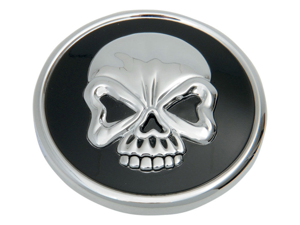 RSS BAI-T03-0348GBC-A Right Hand Vented Skull Screw-In Fuel Cap Chrome/Black for H-D Big Twin 96-Up/Sportster 96-21