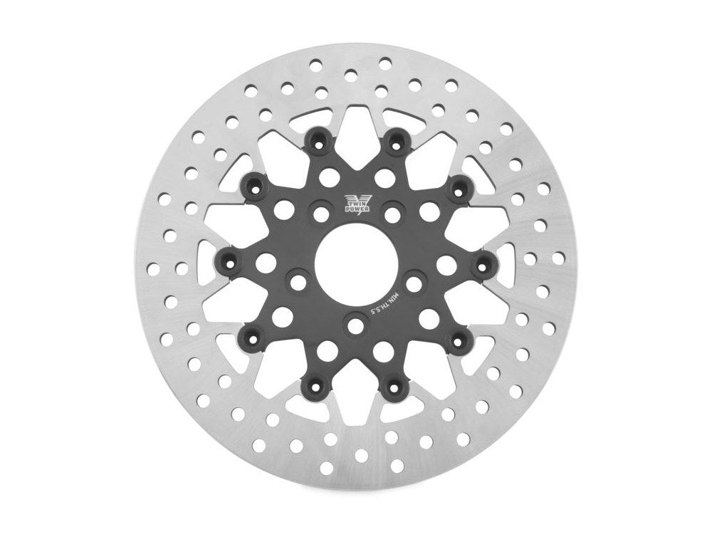 Tucker V-Twin BC-66-6826 11.8" Rear Mesh Design Floating Disc Rotor Black for Touring 08-Up