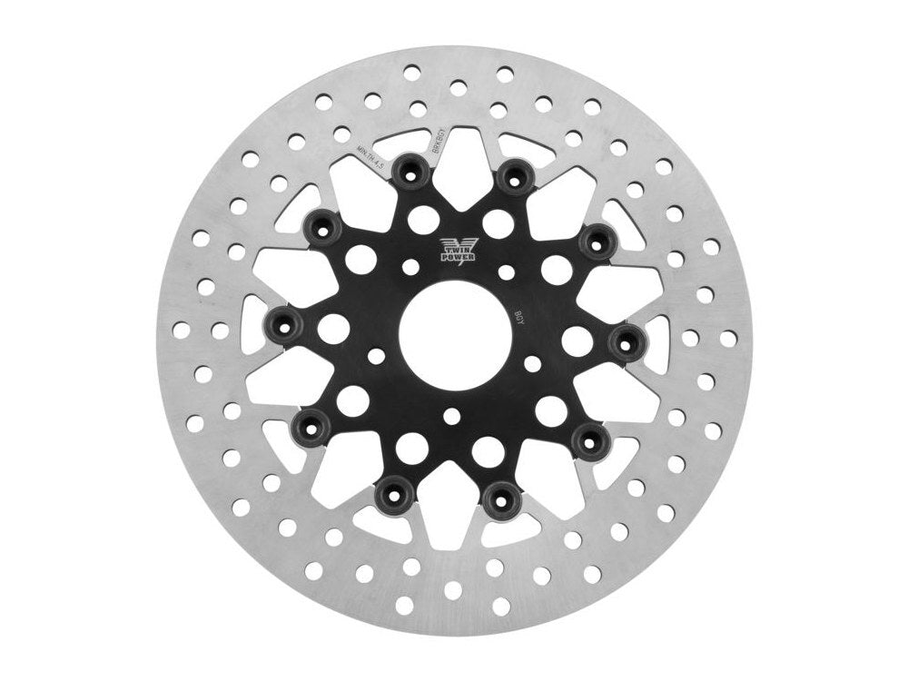 Tucker V-Twin BC-66-6832 11.5" Front Mesh Design Floating Disc Rotor Black for Big Twin/Sportster 84-14