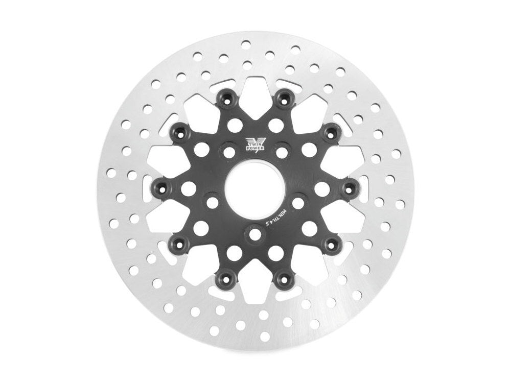 Tucker V-Twin BC-66-6838 11.5" Rear Mesh Design Floating Disc Rotor Black for Big Twin 84-Up/Sportster 84-10