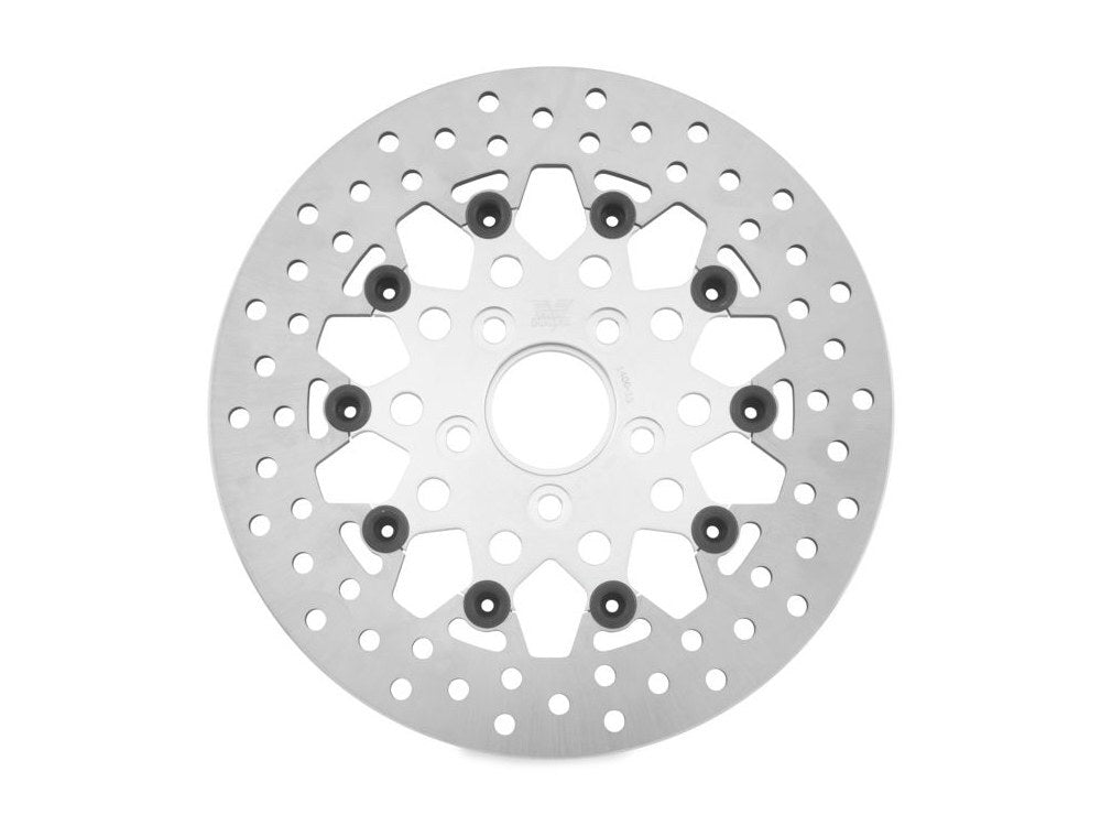 Tucker V-Twin BC-66-6840 11.5" Rear Mesh Design Floating Disc Rotor Silver for Big Twin 84-Up/Sportster 84-10