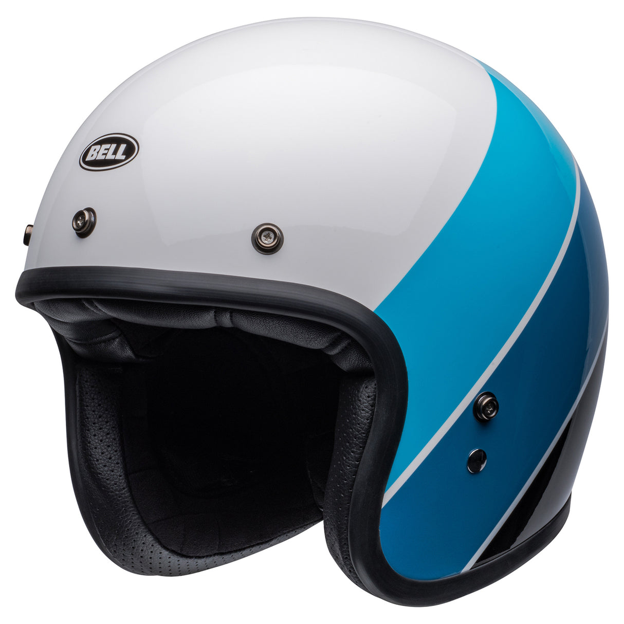 Bell Custom 500 Riff Gloss White/Blue Helmet - EasyR