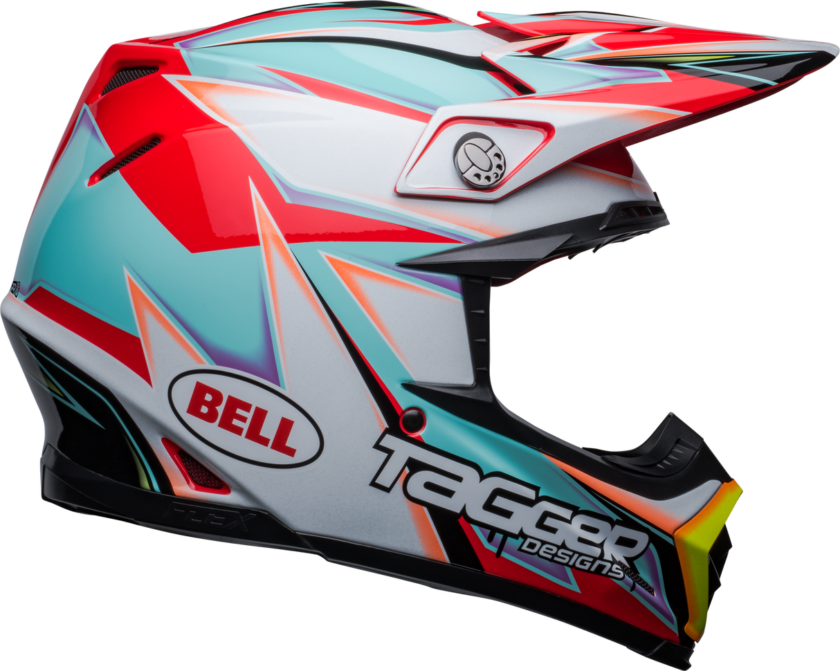 Bell Moto-9S Flex Tagger Edge Gloss White/Aqua Helmet