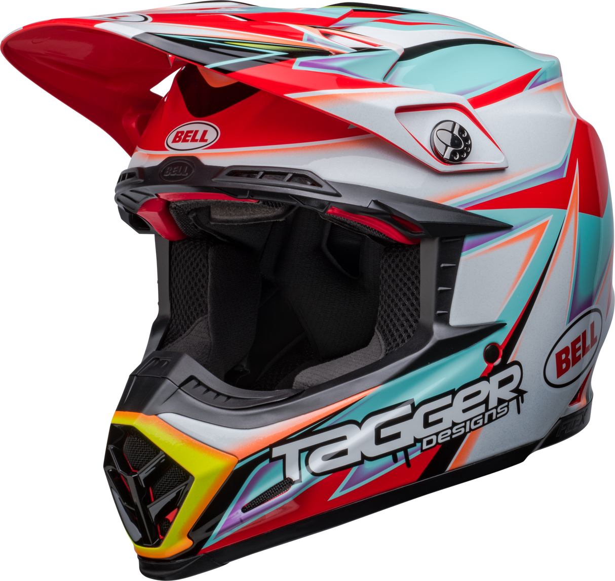 Bell Moto-9S Flex Tagger Edge Gloss White/Aqua Helmet