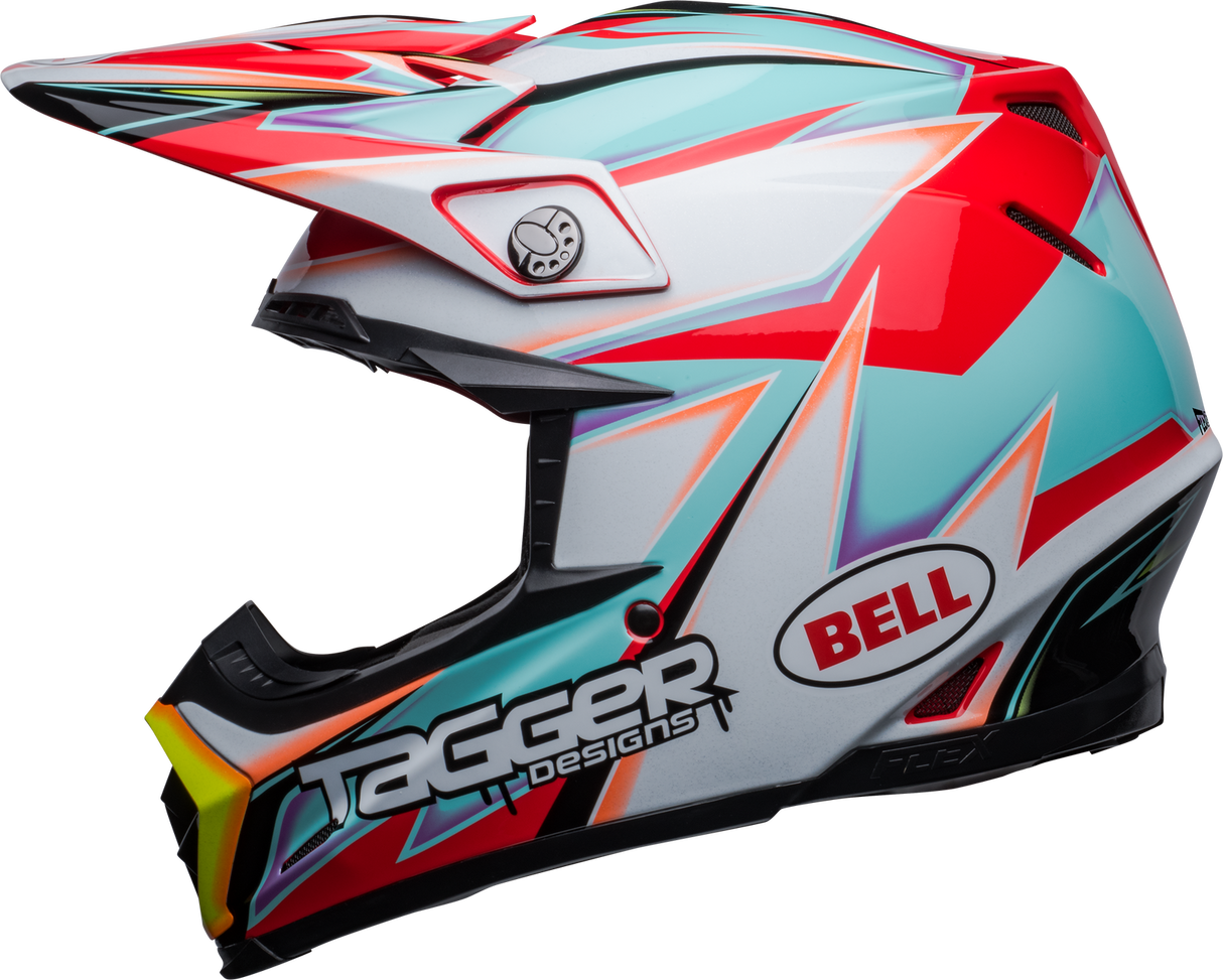 Bell Moto-9S Flex Tagger Edge Gloss White/Aqua Helmet