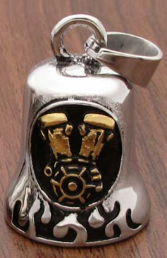 Twin Power Guardian Bell Chrome w/Gold V-Twin Engine