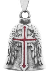 Twin Power Guardian Bell Silver w/Silver Red Cross with Angel Wings [INTERNAL]