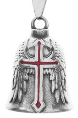 Twin Power Guardian Bell Silver w/Silver Red Cross with Angel Wings [INTERNAL]