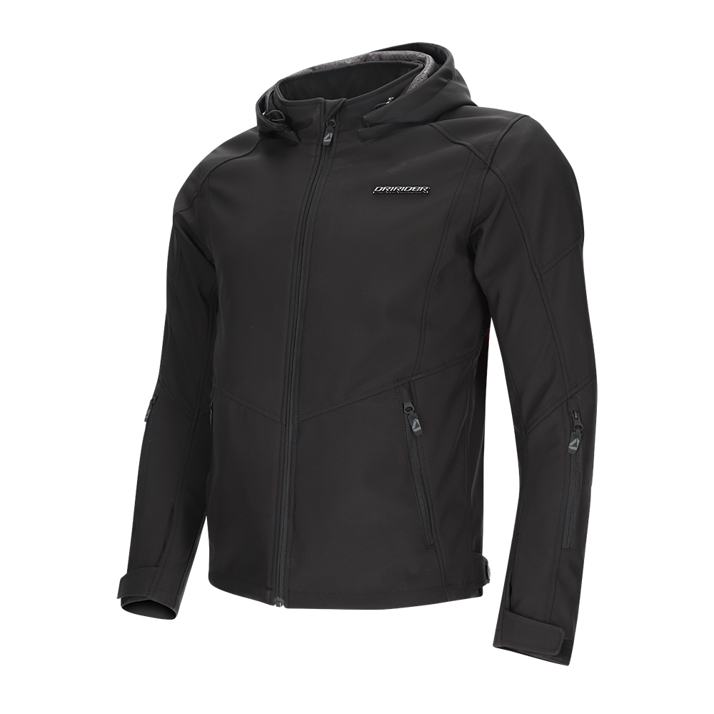 DriRider Blvd II WP Soft Shell Black Textile Hoodie Jacket