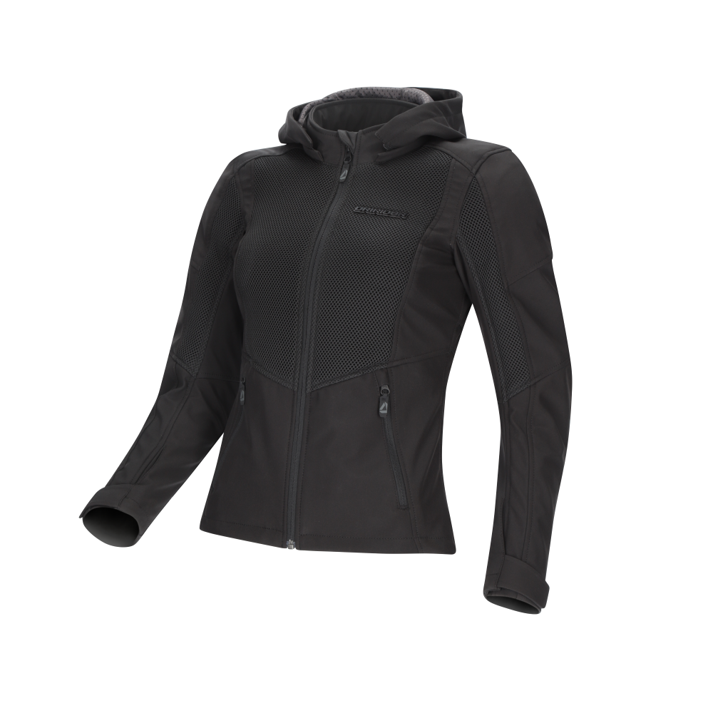 DriRider Blvd II Air Soft Shell Black Womens Textile Hoodie Jacket