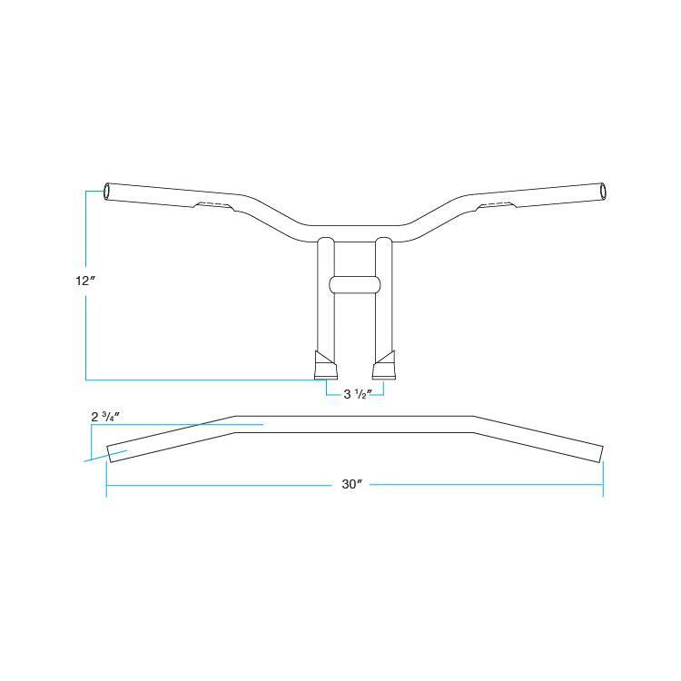 Biltwell Inc. Tyson XL 12" Slotted Handlebars Chrome