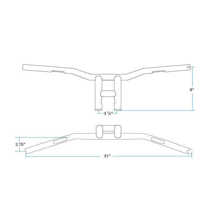 Biltwell Inc. Tyson XL Pullback 8" TBW Handlebars Black