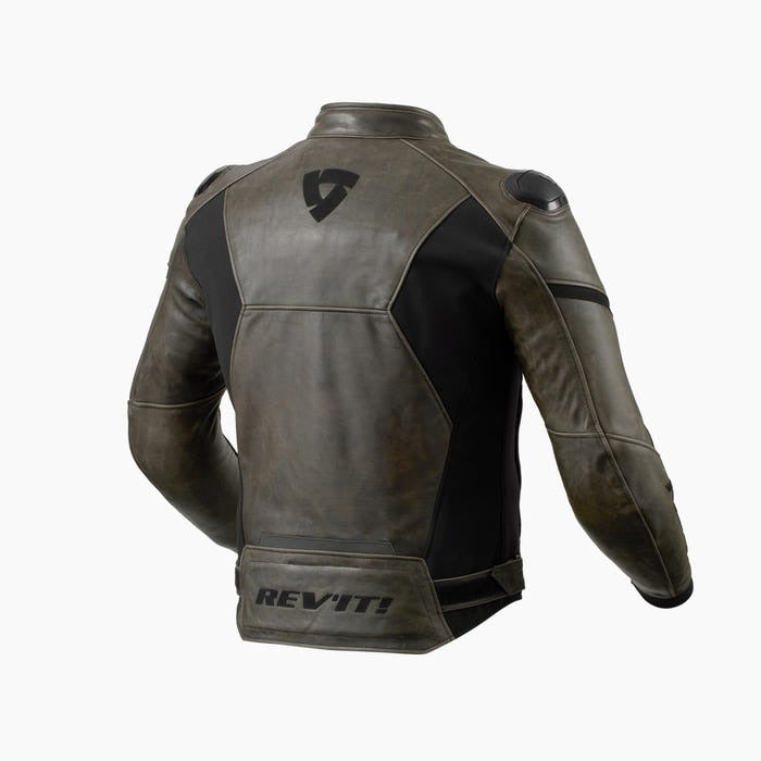 REV'IT! Parallax Black/Olive Leather Jacket