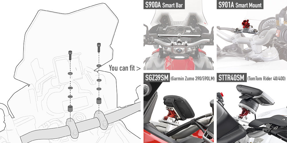 Givi 01SKIT Smart Bar Hardware Kit for Aprilia/BMW/Honda/KTM/Moto Guzzi/Triumph/Yamaha