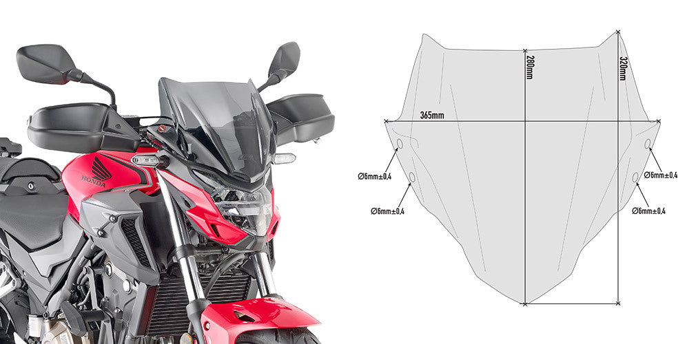 Givi 1176A Smoked Windshield 28 x 36.5cm for CF Moto/Honda/Kawasaki