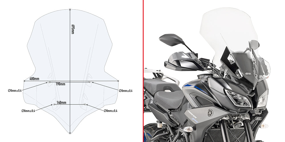 Givi 2139DT Clear Windshield 69.5 x 48cm for Yamaha Tracer 900/Tracer 900 GT 18-20