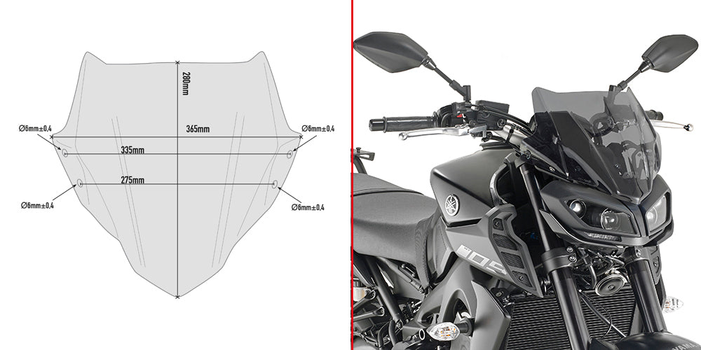 Givi A2132 Smoke Windshield 28 x 36.5cm for Yamaha MT-09 17-20