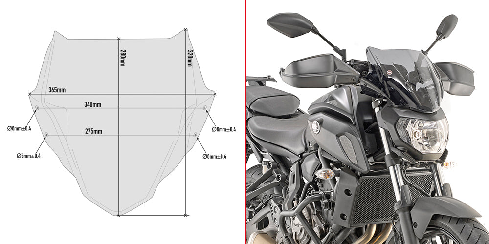 Givi A2140 Smoke Windshield 28 x 36.5cm for Yamaha MT-07 18-20