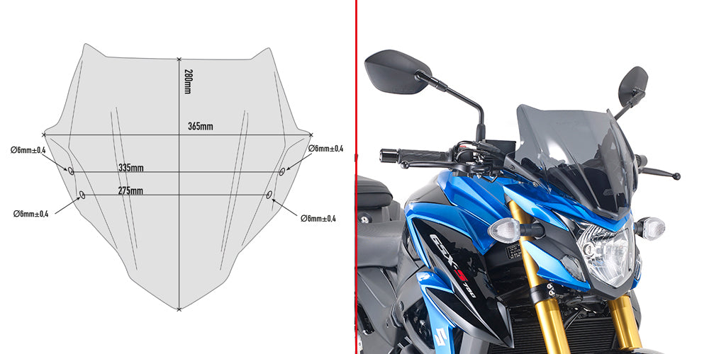 Givi A3113 Smoke Windshield 28 x 36.5cm for Suzuki GSX-S 750 17-21