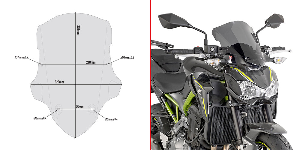 Givi A4118 Smoke Windshield 37 x 32cm for Kawasaki Z 900 17-19