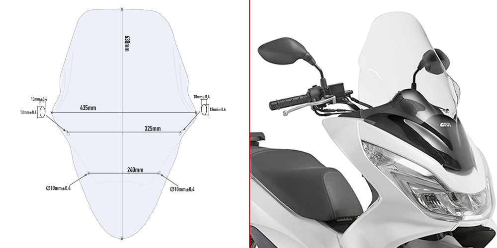 Givi D1136ST Clear Windshield 63 x 43.5cm for Honda PCX 125-150 14-17/PCX 150 2018