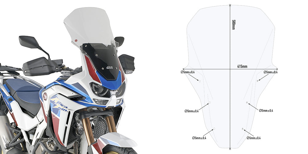 Givi D1178ST Clear Windshield 58 x 41.5cm for Honda CRF1100L Africa Twin Adventure Sports 20-23