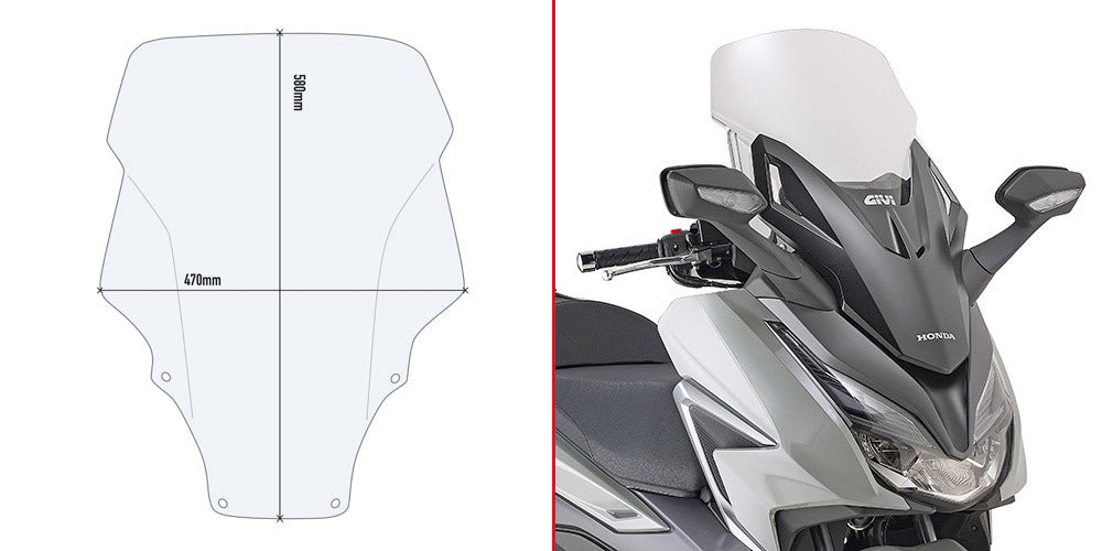 Givi D1187ST Clear Windshield 58 x 47cm for Honda Forza 125 21-22/Forza 350 21-23