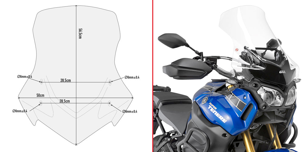 Givi D2119ST Clear Windshield 56.5 x 50cm for Yamaha XT 1200Z Super Tenere 10-20/XT 1200ZE Super Tenere 14-20