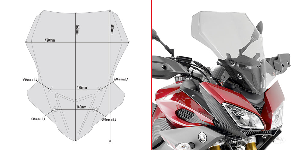 Givi D2122S Smoke Windshield 48 x 42cm for Yamaha MT-09 Tracer 15-17