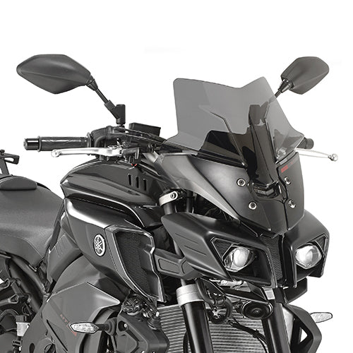 Givi D2129B Low & Sporty Gloss Black Windshield 36 x 36cm for Yamaha MT-10 16-21