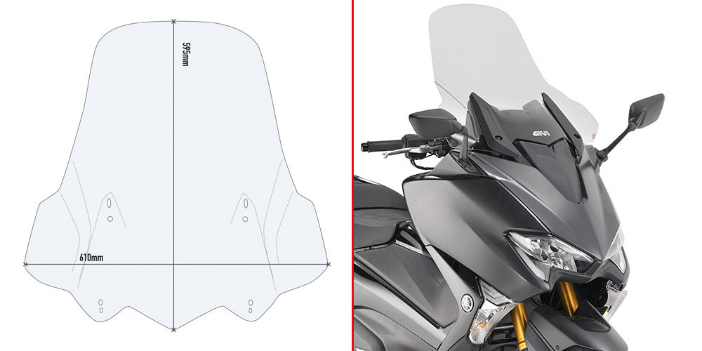 Givi D2133ST Clear Windshield 59.5 x 61cm for Yamaha T-Max 530 17-19/T-Max 560 20-21