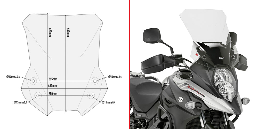 Givi D3112ST Clear Windshield 44 x 43cm for Suzuki DL 650 V-Strom 17-23