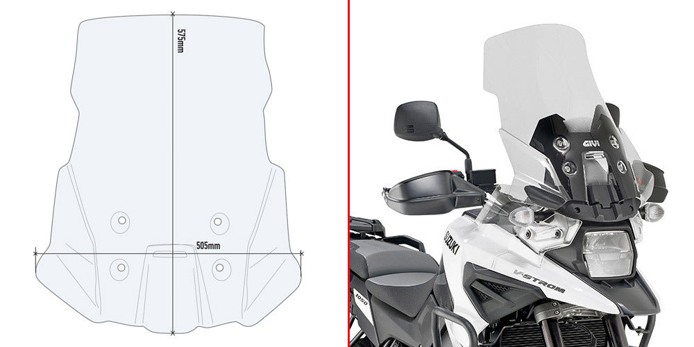 Givi D3117ST Clear Windshield 57.5 x 50.5cm for Suzuki V-Strom 1050/V-Strom 1050 XT 20-23/V-Strom 1050 DE 2023