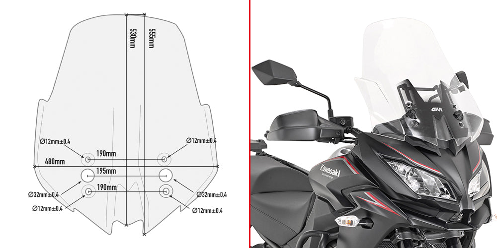 Givi D4120ST Clear Windshield 53 x 48cm for Kawasaki Versys 1000 17-18