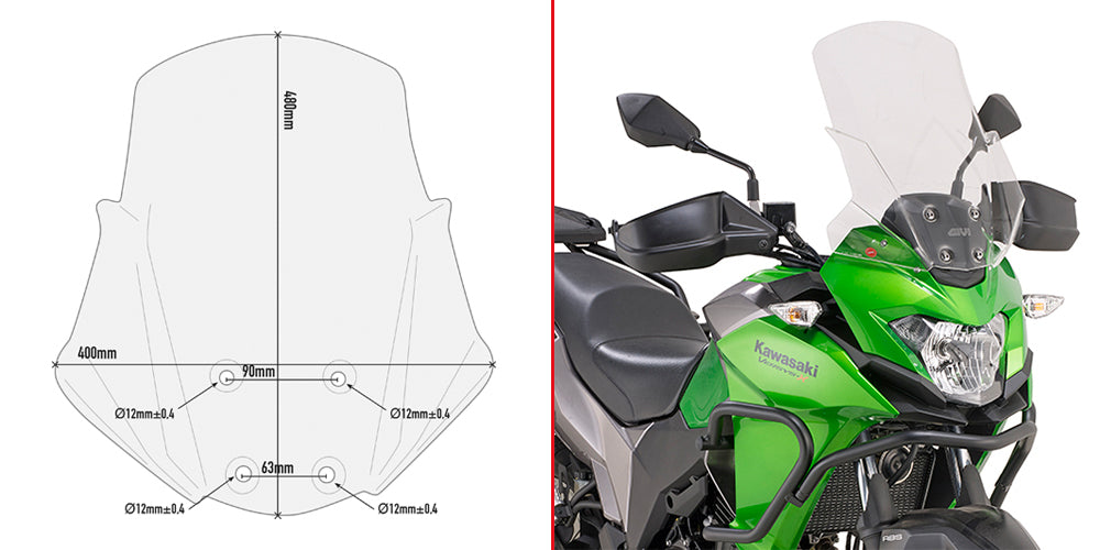 Givi D4121ST Clear Windshield 48 x 40cm for Kawasaki Versys-X 300 17-23