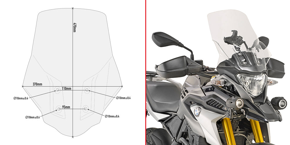 Givi D5126ST Clear Windshield 47 x 37cm for BMW G 310 GS 17-23