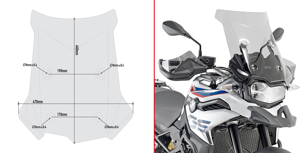 Givi D5127S Smoke Windshield 44 x 47cm for BMW F 750 GS/F 850 ??GS 18-23