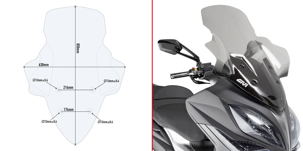 Givi D6104ST Clear Windshield 85 x 63cm for Kymco Xciting 400i 13-17/Xciting S400i 18-23