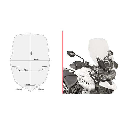 Givi D6413ST Clear Windshield 58.5 x 43.5cm for Triumph Tiger 800 XC/800 XR 18-19