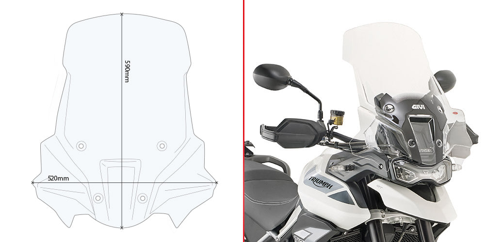 Givi D6415ST Clear Windshield 59 x 52cm for Triumph Tiger 900 20-23