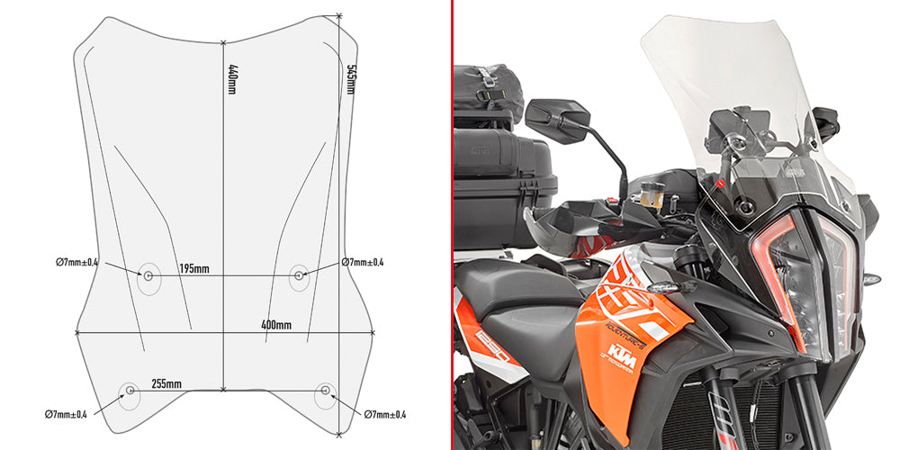 Givi D7706ST Clear Windshield 44 x 41cm for KTM 1290 Super Adventure R/S 17-20