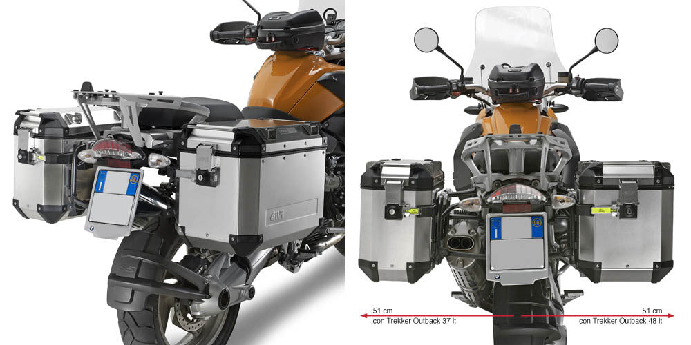 Givi PL684CAM Side Case Pannier Holder for BMW R 1200 GS 04-12/R 1200 GS Adventure 06-13 w/Monokey Cam Side Trekker Outback Cases