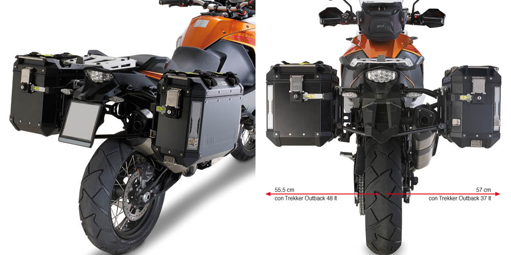 Givi PL7705CAM Side Case Pannier Holder for KTM 1050/1090/1190 Adventure/1290 Super Adventure w/Monokey Cam Side Trekker Outback Cases