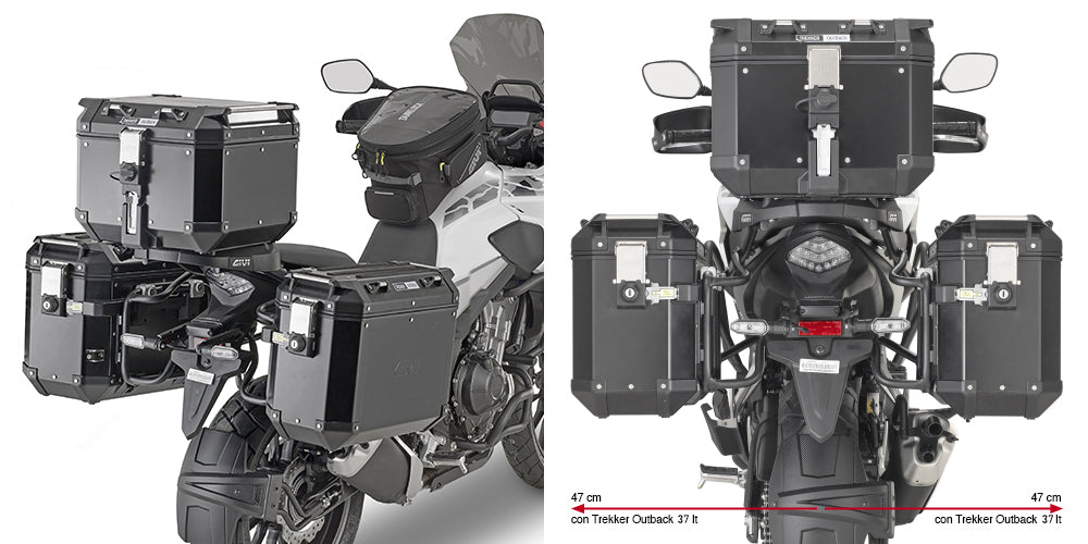 Givi PLO1171CAM PL ONE-FIT Side Case Pannier Holder for Honda CB 500 X 19-23 w/Monokey Cam Side Trekker Outback Cases