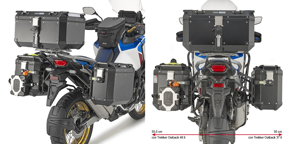 Givi PLO1178CAM PL ONE-FIT Side Case Pannier Holder for Honda CRF1100L Africa Twin/Adventure Sports 20-23 w/Monokey Cam Side Trekker Outback Cases