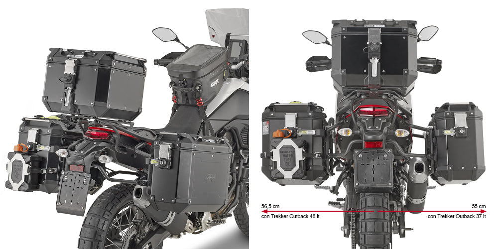 Givi PLO2145CAM PL ONE-FIT Side Case Pannier Holder for Yamaha Tenere 700 19-23 w/Monokey Cam Side Trekker Outback Cases